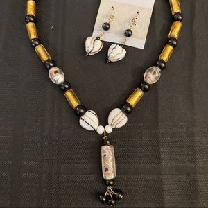 Handmade necklace and earring set.